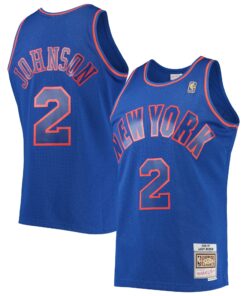 Larry Johnson New York Knicks Mitchell &amp Ness 199697 Hardwood Classics Swingman Jersey - Blue