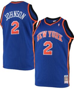 Larry Johnson New York Knicks Mitchell &amp Ness 199899 Big &amp Tall Hardwood Classics Swingman Jersey - Blue