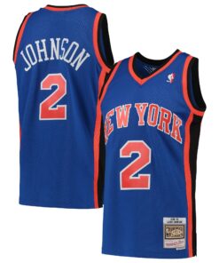 Larry Johnson New York Knicks Mitchell &amp Ness 199899 Hardwood Classics Swingman Jersey - Blue