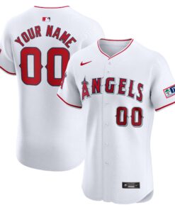 Los Angeles AngelsHome Elite Custom Patch Jersey  White
