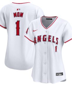 Los Angeles AngelsWomen_s 1 Mom Home Limited Jersey  White 1