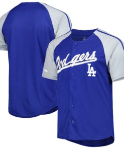 Los Angeles Dodgers Stitches ButtonDown Raglan Fashion Jersey  Royal