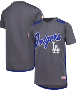 Los Angeles Dodgers Stitches Youth Team VNeck Jersey  Charcoal