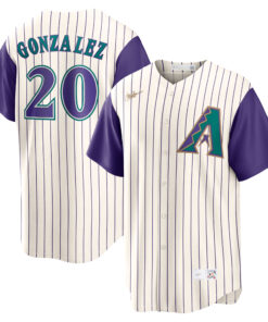 Luis Gonzalez Arizona DiamondbacksAlternate Cooperstown Collection Player Jersey  CreamPurple