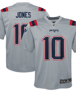 Mac Jones New England Patriots  Youth Inverted Game Jersey  Gray