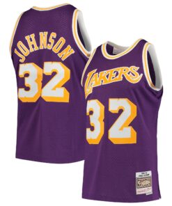 Magic Johnson Los Angeles Lakers Mitchell &amp Ness 198485 Hardwood Classics Swingman Jersey - Purple