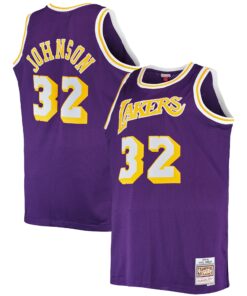 Magic Johnson Los Angeles Lakers Mitchell &amp Ness Big &amp Tall 198485 Hardwood Classics Swingman Jersey - Purple