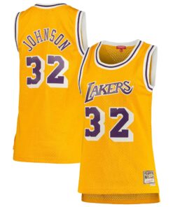 Magic Johnson Los Angeles Lakers Mitchell &amp Ness Women's 198485 Hardwood Classics Swingman Jersey - Gold 1