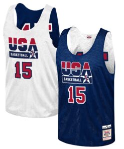 Magic Johnson USA Basketball Mitchell &amp Ness Training 1992 Dream Team Authentic Reversible Practice Jersey - Navy