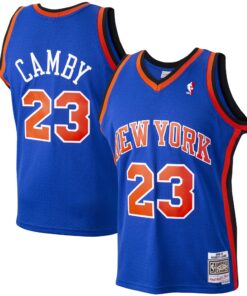Marcus Camby New York Knicks Mitchell &amp Ness 199899 Hardwood Classics Swingman Jersey - Blue