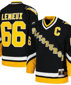 Mario Lemieux Pittsburgh Penguins Mitchell amp Ness  199293 Blue Line Player Jersey  Black