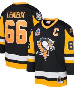 Mario Lemieux Pittsburgh Penguins Mitchell amp Ness Youth 199192 Blue Line Player Jersey  Black