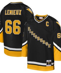 Mario Lemieux Pittsburgh Penguins Mitchell amp Ness Youth 199293 Blue Line Captain Patch Player Jersey  Black