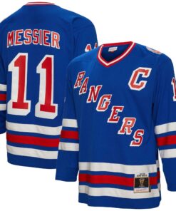Mark Messier New York Rangers Mitchell amp Ness Big amp Tall 1993 Captain Patch Blue Line Player Jersey  Blue