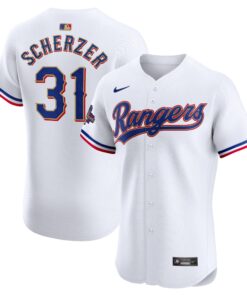 Max Scherzer Texas Rangers2024 Gold Collection Elite Player Jerseynbspâ€“ White
