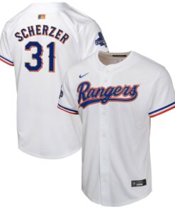 Max Scherzer Texas RangersYouth 2024 Gold Collection Limited Player Jerseynbspâ€“ White