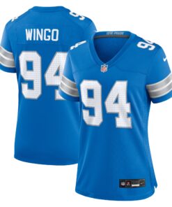 Mekhi Wingo Detroit Lions  Women_s Team Game Jersey   Blue 1