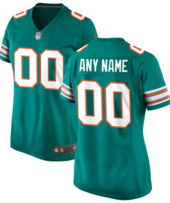 Miami Dolphins  Women_s Alternate Custom Game Jersey  Aqua