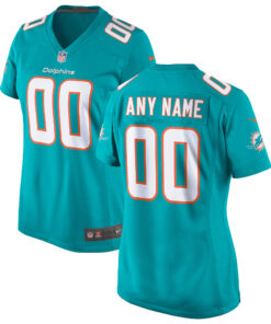 Miami Dolphins  Women_s Custom Game Jersey  Aqua