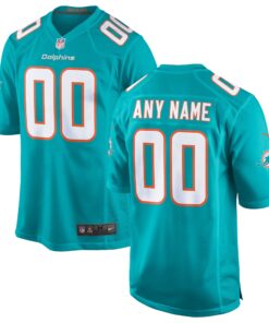 Miami Dolphins  Youth Custom Game Jersey  Aqua