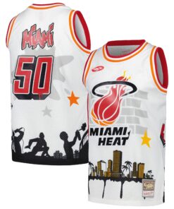 Miami Heat Mitchell &amp Ness x Tats Cru Hardwood Classics Fashion Jersey - White