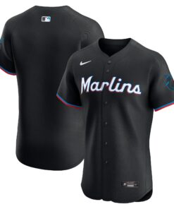  Miami MarlinsAlternate Vapor Premier Elite Patch Jersey  Black
