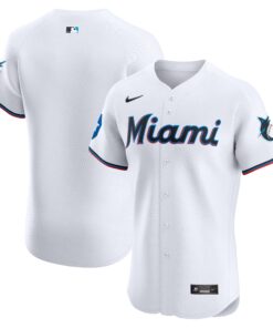 Miami MarlinsHome Elite Patch Jersey  White