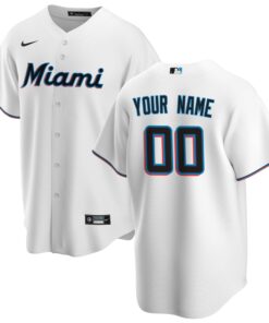 Miami MarlinsHome Replica Custom Jersey  White
