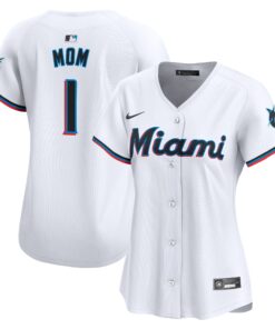 Miami MarlinsWomen_s 1 Mom Home Limited Jersey  White
