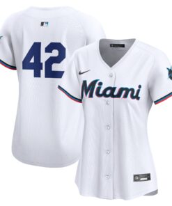  Miami MarlinsWomen_s 2024 Jackie Robinson Day Home Limited Jerseynbspâ€“ White