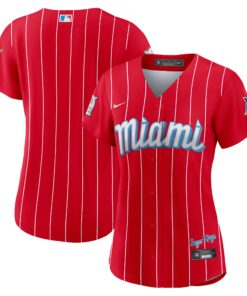 Miami MarlinsWomen_s City Connect Replica Jersey  Red