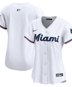Miami MarlinsWomen_s Home Limited Jersey  White