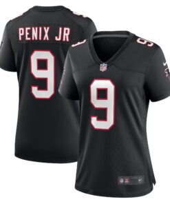 Michael Penix Jr. Atlanta Falcons  Women_s Throwback Game Jersey   Black