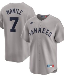 Mickey Mantle New York YankeesThrowback Cooperstown Collection Limited Jersey  Gray