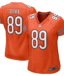 Mike Ditka Chicago Bears  Women_s Retired Player Jersey  Orange