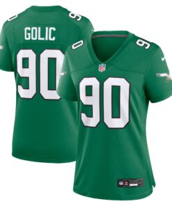 Mike Golic Philadelphia Eagles  Women_s Alternate Game Jersey  Kelly Green