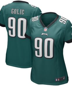 Mike Golic Philadelphia Eagles  Women_s Game Retired Player Jersey  Midnight Green