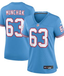 Mike Munchak Tennessee Titans  Women_s Oilers Throwback Retired Player Game Jersey  Light Blue