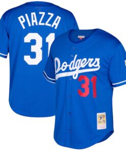 Mike Piazza Los Angeles Dodgers Mitchell amp Ness Big amp Tall Cooperstown Collection Mesh ButtonUp Jersey Royal