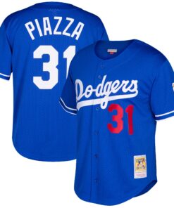 Mike Piazza Los Angeles Dodgers Mitchell amp Ness Cooperstown Collection Mesh Batting Practice ButtonUp Jersey  Royal