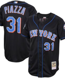 Mike Piazza New York Mets Mitchell amp Ness Alternate 2000 Cooperstown Collection Authentic Jersey  Black