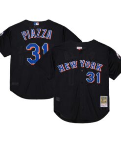 Mike Piazza New York Mets Mitchell amp Ness Cooperstown Collection 2000 Batting Practice Jersey  Black