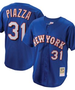 Mike Piazza New York Mets Mitchell amp Ness Cooperstown Collection Mesh Batting Practice ButtonUp Jersey  Royal