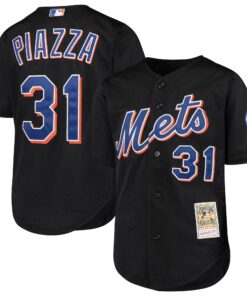 Mike Piazza New York Mets Mitchell amp Ness Youth Cooperstown Collection Mesh Batting Practice Jersey  Black