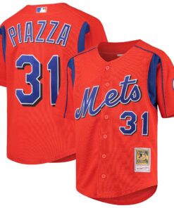 Mike Piazza New York Mets Mitchell amp Ness Youth Cooperstown Collection Mesh Batting Practice Jersey  Orange