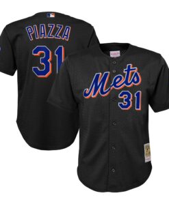 Mike Piazza New York Mets Mitchell amp Ness Youth Cooperstown CollectionnbspMesh Batting Practice Jersey  Black
