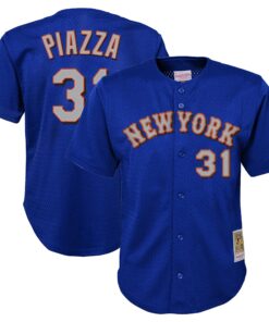 Mike Piazza New York Mets Mitchell amp Ness Youth Cooperstown CollectionnbspMesh Batting Practice Jersey  Royal