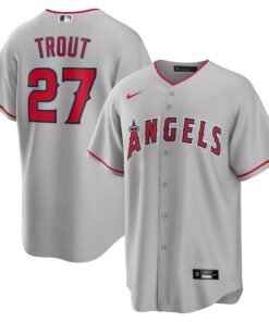 Mike Trout Los Angeles AngelsRoad Replica Player Name Jersey  Silver