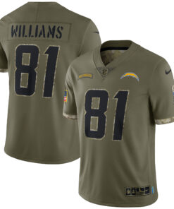 Mike Williams Los Angeles Chargers  2022 Salute To Service Limited Jersey  Olive