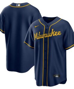 Milwaukee BrewersAlternate Replica Team Jersey  Navy